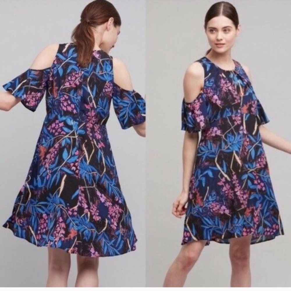 Anthropologie Maeve Elia Cold Shoulder Floral Dress
